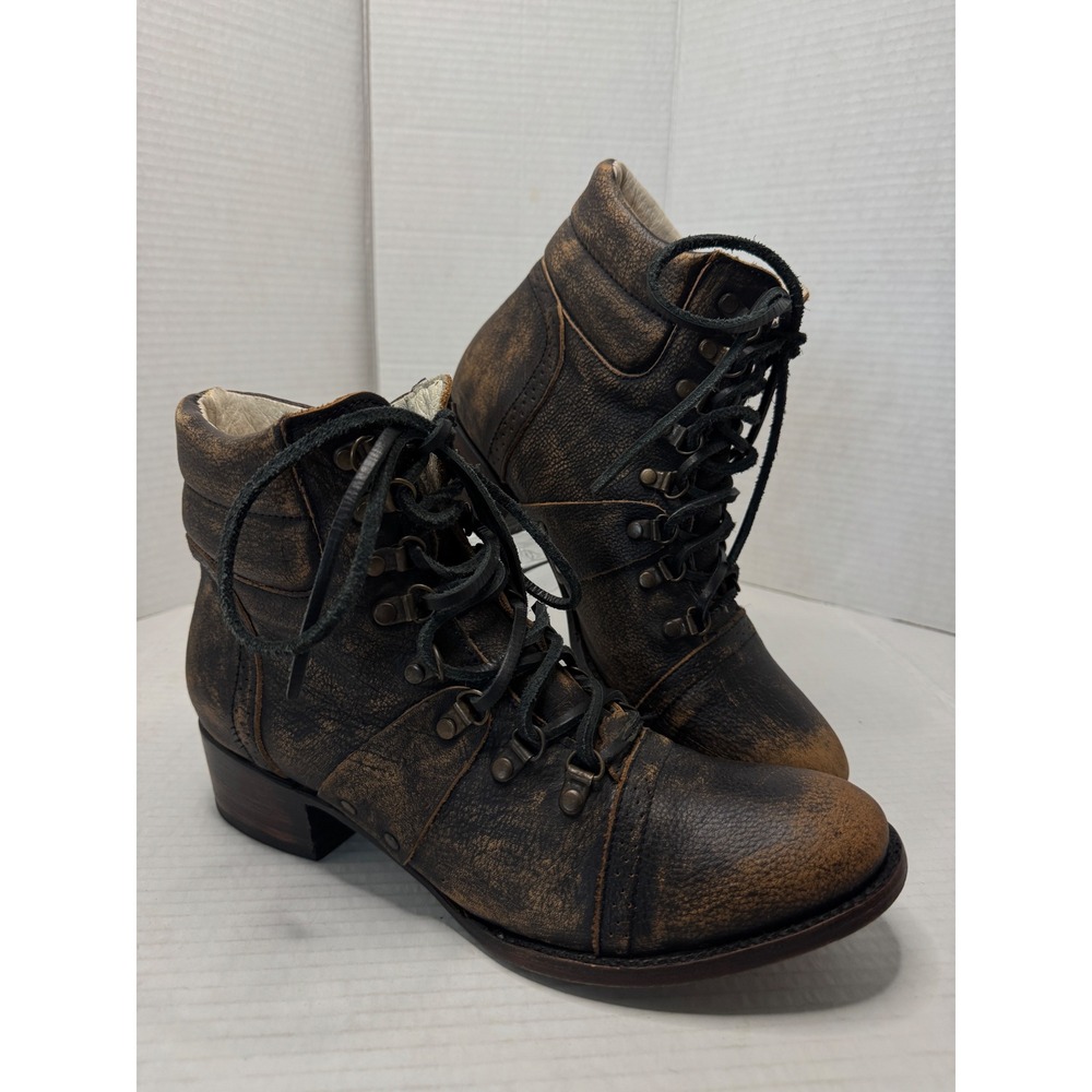 Freebird Gage Boots Womens 10 Brown Leather Distressed Lace Up Combat FB-GAGE